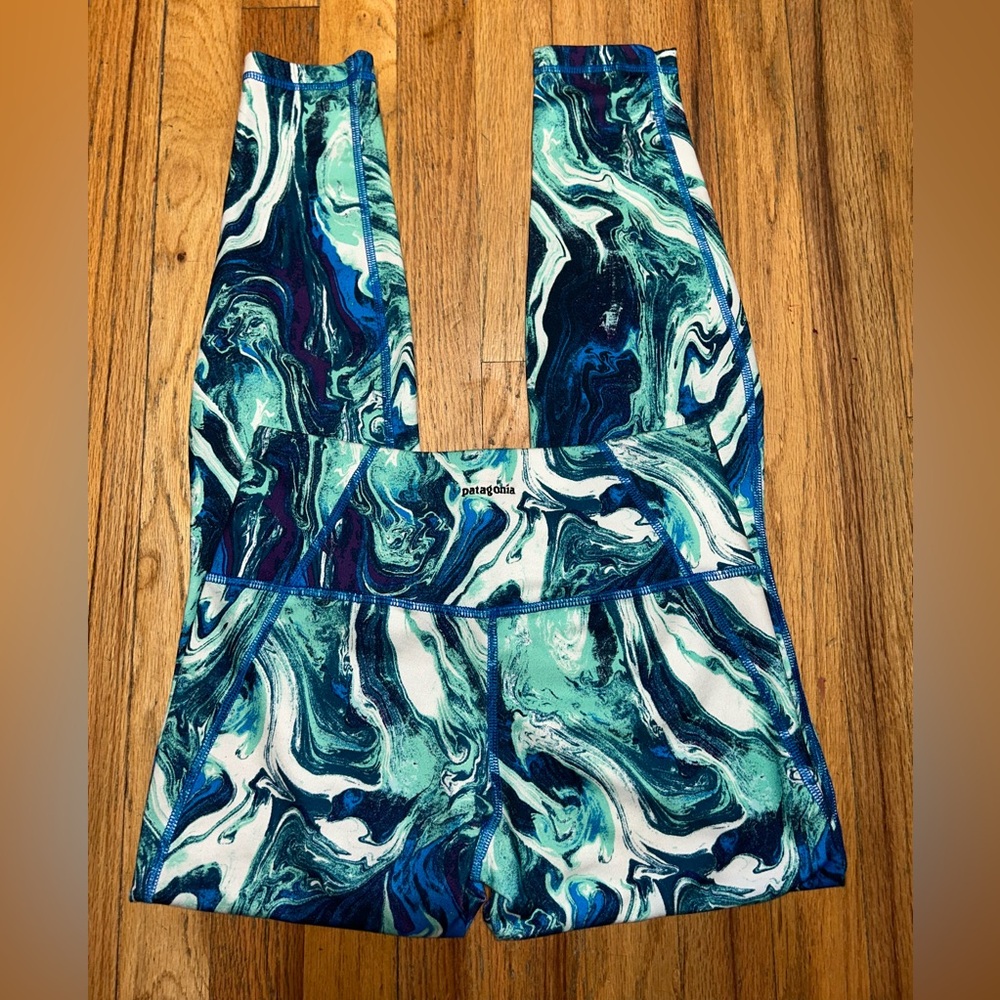 Patagonia Women Centered Leggings Tights Blue Sz S